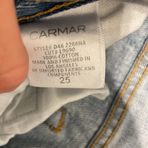 CARMAR DENIM size 25 ripped jeans - Picture 2 of 3